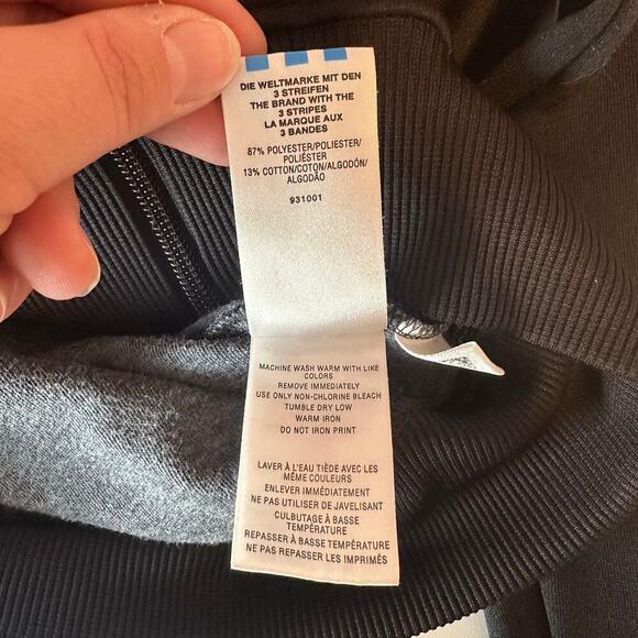 Adidas Y2K Zip Up Hooded Jacket Size M Striped Sleeves Trefoil Logo Black White - Picture 15 of 15